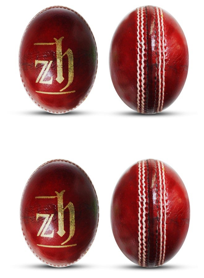 Zhoosh ™ Club Red Cricket Leather Ball (Type-Part 4) (Pack of 4) - Image 1