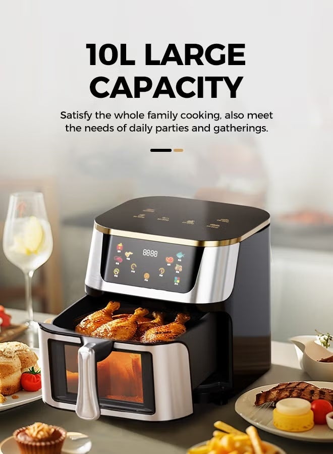 Disine Regina XXL Air Fryer With 10L Basket Smart Color Touch Screen With Rapid Hot Air Circulation For Frying Grilling Broiling Roasting and Baking For Party And Home Use 1400W - Image 3