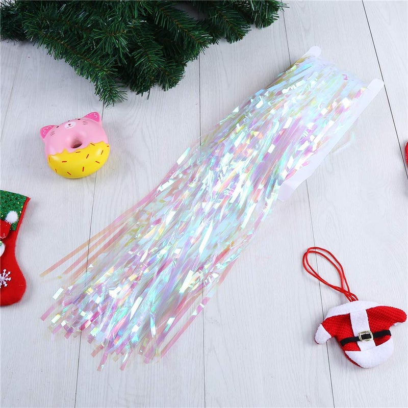 CCINEE 2pcs Metallic Foil Fringe Curtain Transparent Pink Backdrop Decorative Door Window Curtain for Birthday Party Baby Shower Wedding Decoration - Image 3