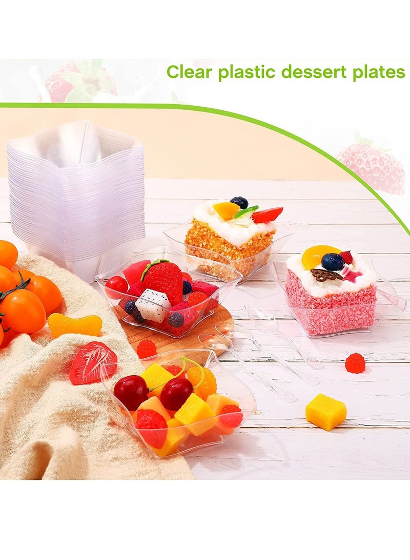 SOLARAE 100 Pcs Mini Dessert Cups, 150ml Clear Plastic Parfait Bowls - Reusable Streamline Serving Bowls for Pudding, Mousse, and Appetizers - Perfect for Parties and Events. - Image 4