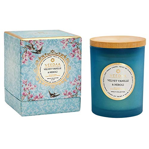 VEEDAA Velvet Vanille Neroli Czech Glass Soy Scented Candle Burns 30 Hours - Image 1
