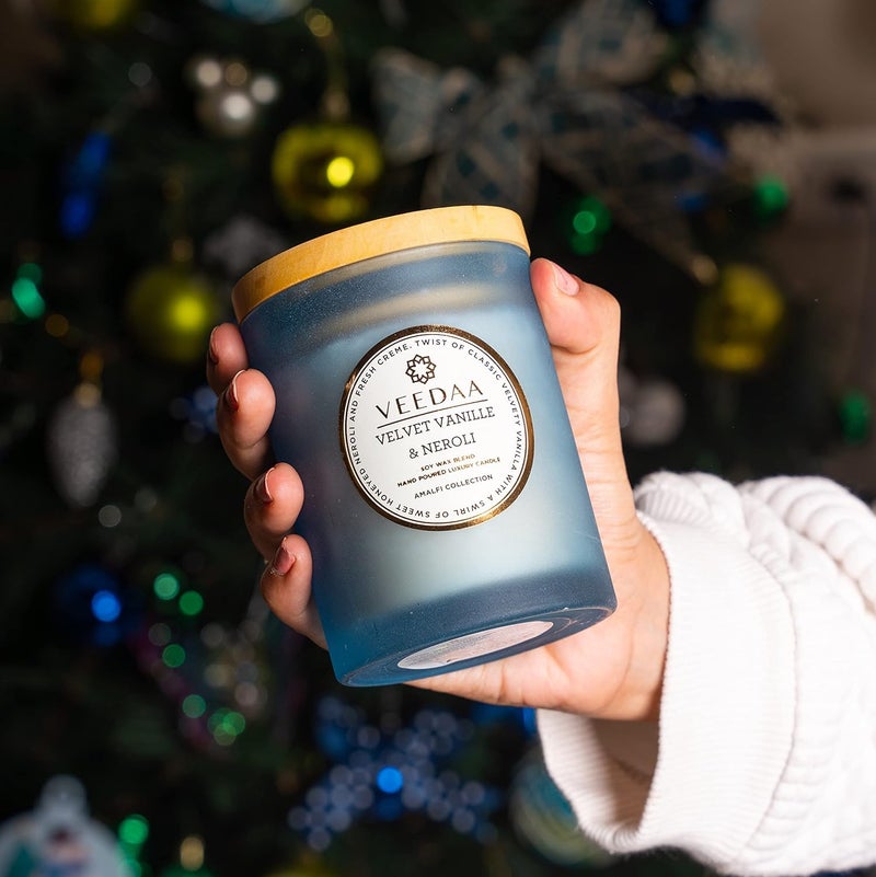 VEEDAA Velvet Vanille Neroli Czech Glass Soy Scented Candle Burns 30 Hours - Image 3