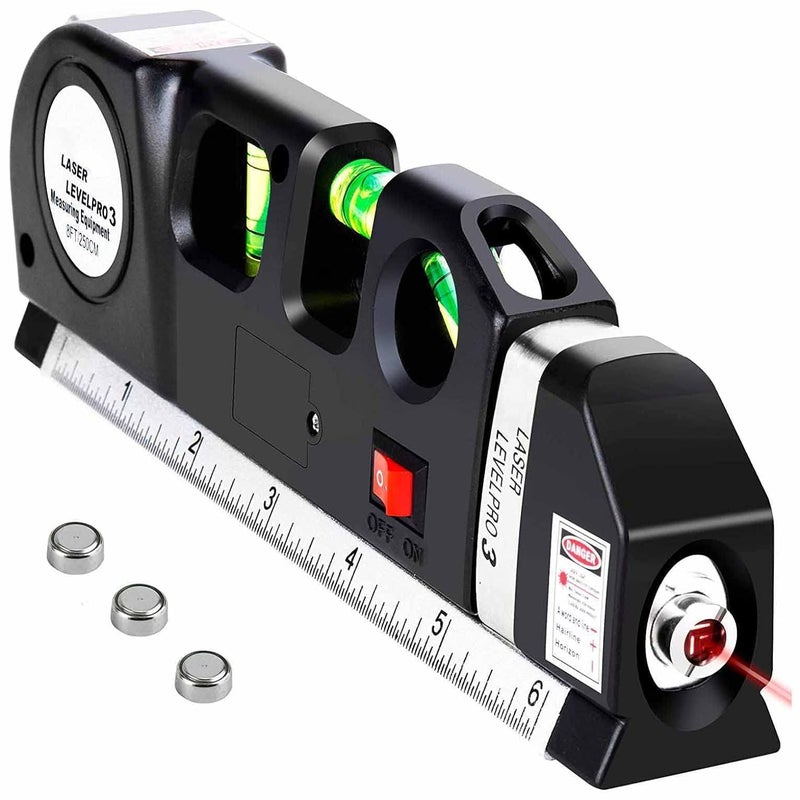 UPTODATETOOLS Laser Level Line Tool Multipurpose Laser Level Kit Standard Cross Line Laser level Laser Line leveler Beam Tool with Metric Rulers 8ft25M for Picture Hanging cabinets Tile Walls - Image 1