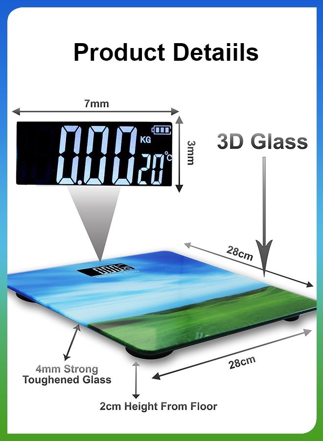 DBLEW 3D Automatic Personal Digital Weighing Smart Scale Intelligent Electronic Household Machine With LCD Display Accurate Body Fat Weight Measurement For Bathroom Kitchen Home Office lbs/kg  - Image 3