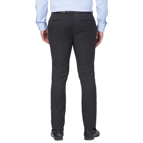 Raymond Men's Slim Fit Structure Pattern Polyester Blend Pleated Formal Trouser (Size: 32)-RMTS05422-G7 Dark Grey - Image 4