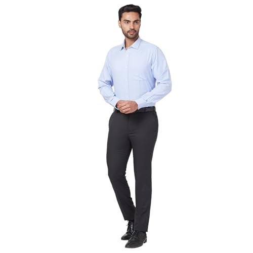 Raymond Men's Slim Fit Structure Pattern Polyester Blend Pleated Formal Trouser (Size: 32)-RMTS05422-G7 Dark Grey - Image 5