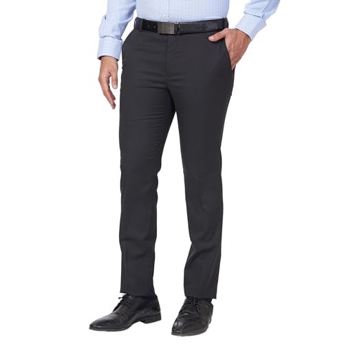 Raymond Men's Slim Fit Structure Pattern Polyester Blend Pleated Formal Trouser (Size: 32)-RMTS05422-G7 Dark Grey - Image 3