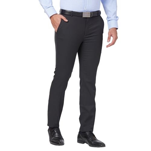 Raymond Men's Slim Fit Structure Pattern Polyester Blend Pleated Formal Trouser (Size: 32)-RMTS05422-G7 Dark Grey - Image 2