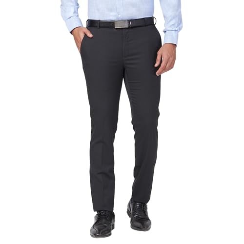 Raymond Men's Slim Fit Structure Pattern Polyester Blend Pleated Formal Trouser (Size: 32)-RMTS05422-G7 Dark Grey - Image 1