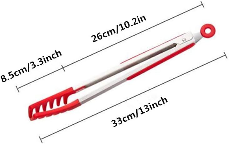 Jilukibo Red Stainless Steel Pasta Tong Large 13 Stainless Steel Spaghetti Tongs Comfortable Grip Design Pasta Server Utensil for Noodles Kitchen Cooking Baking Tools  - Image 2