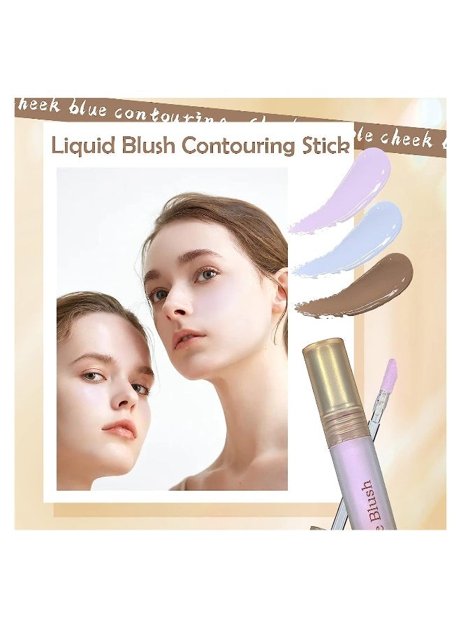 Liquid Blush Highlighter Contour Set, Matte Long Lasting Purple Brighten Blush Highlighter, Matte Finish Liquid Contour, Waterproof Makeup Set, 3 Pcs - Image 5