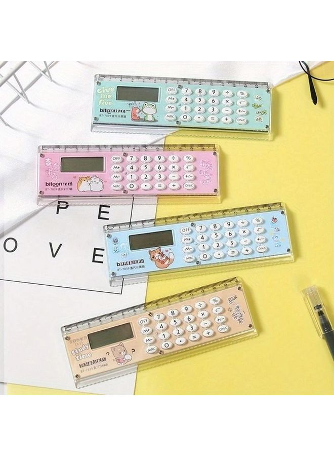 Multifunctional Ultra Thin Ruler With Calculator 4 Random Colors Portable Desktop Tool - Image 1