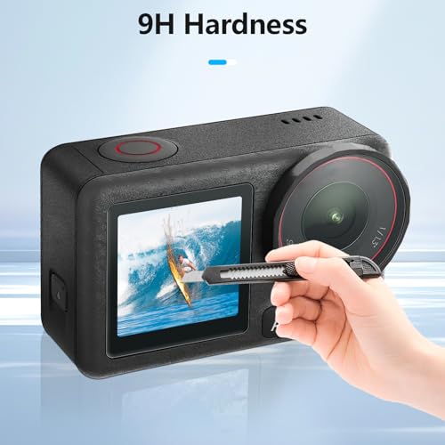 AMAZEAR Lens Screen Protector Comatible with DJI Osmo Action 5 Pro (2 Sets), Action5 Pro Accessories Tempered Glass Protector OLED Display, Ultra HD, 9H Hardness, Scratch Resistant, Bubble-Free - Image 4