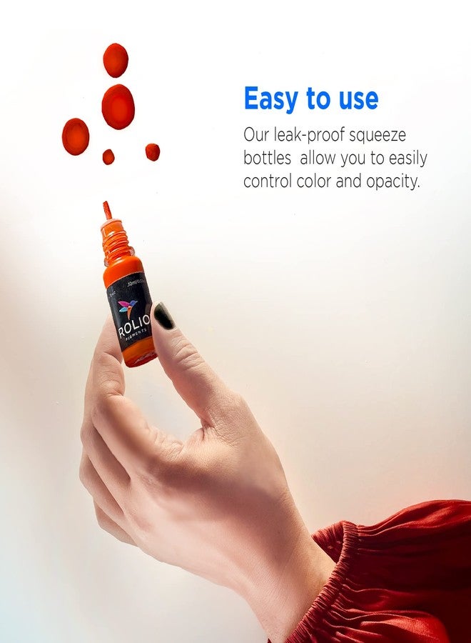 Rolio Pigments Resin Liquid Pigment Translucent Colors - 24 Vibrant Colors for Epoxy Resin, Jewelry Making, Acrylic Paint, Art, DIY Crafts Production, Garment Accessories - 0.33 oz/10 ml Each - Image 4