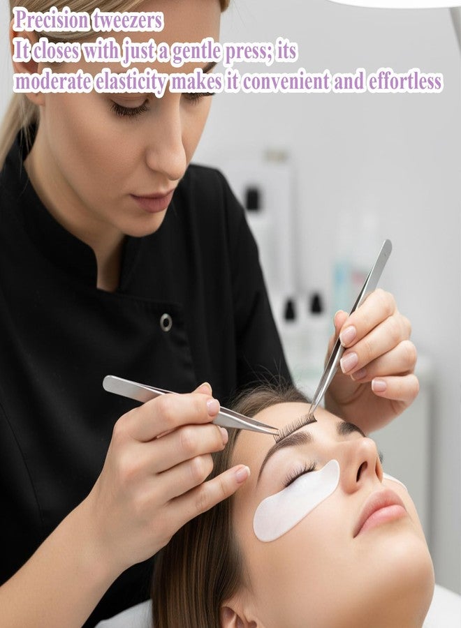 Fyntave 3 Pcs Straight Pointed Tip Tweezers, Needle Nose Tweezer for Craft, Pointed Precision Tweezers for Eyebrows Stainless Steel Eyelash Tweezer for Eyelash Extensions Blackhead Hair Eyebrow Removal - Image 3
