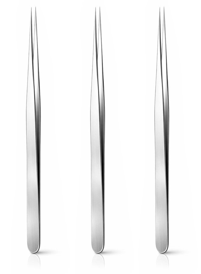 Fyntave 3 Pcs Straight Pointed Tip Tweezers, Needle Nose Tweezer for Craft, Pointed Precision Tweezers for Eyebrows Stainless Steel Eyelash Tweezer for Eyelash Extensions Blackhead Hair Eyebrow Removal - Image 1