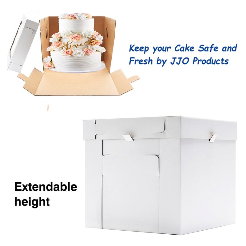 JJO Tall Cake Boxes for Tier Cakes, 14x14x12 Inches 4 Pack,White Bakery Boxes with Window,Disposable Cake Containers, Sturdy Wedding Tall Cake Carrier, Layer Cake Carrier - Image 5