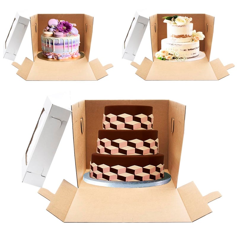 JJO Tall Cake Boxes for Tier Cakes, 14x14x12 Inches 4 Pack,White Bakery Boxes with Window,Disposable Cake Containers, Sturdy Wedding Tall Cake Carrier, Layer Cake Carrier - Image 3