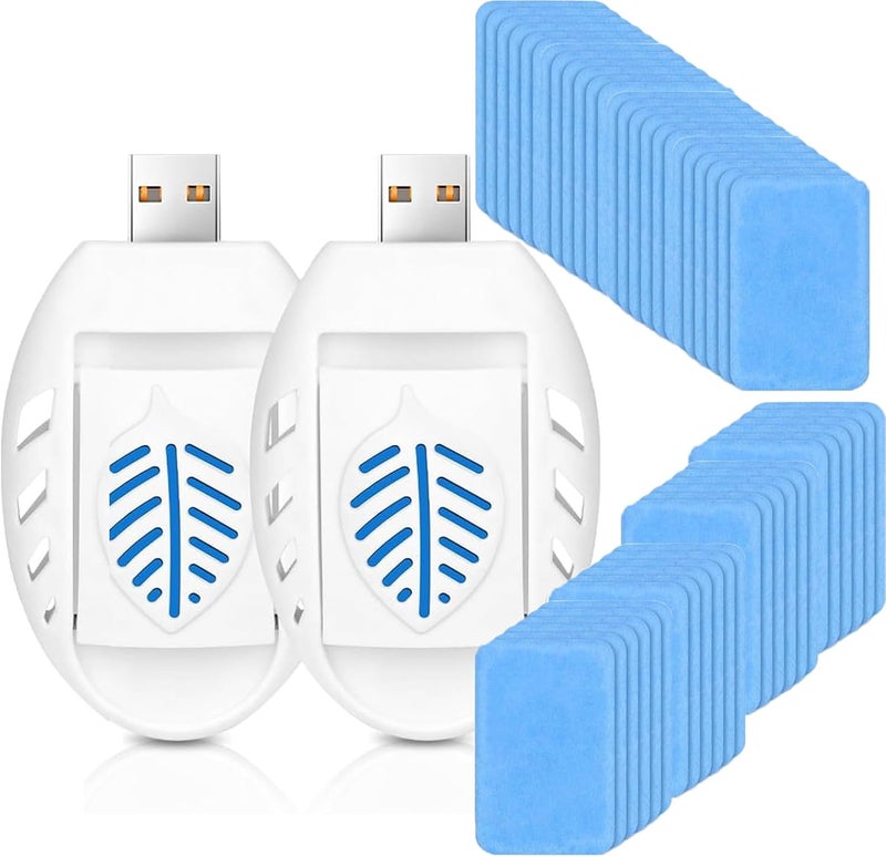 OUWEWIN مبيد البعوض USB القابل للتوصيل، قطعتان من مبيد البعوض المحمول مع 90 قرصًا طاردًا، مبيد حشرات كهربائي داخلي قابل للتوصيل للاستخدام الخارجي والمنزل في الصيف - Image 1