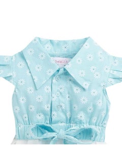 Hopscotch Hopscotch Baby Girls Cotton Floral Print Casual Knee Length Dress In Blue Color For Ages 9-12 Months (Oth-1751567)  - Image 4