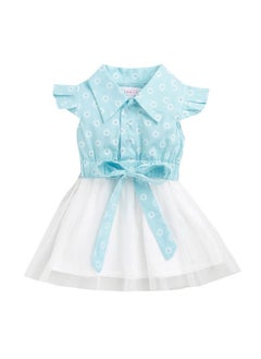 Hopscotch Hopscotch Baby Girls Cotton Floral Print Casual Knee Length Dress In Blue Color For Ages 9-12 Months (Oth-1751567)  - Image 1