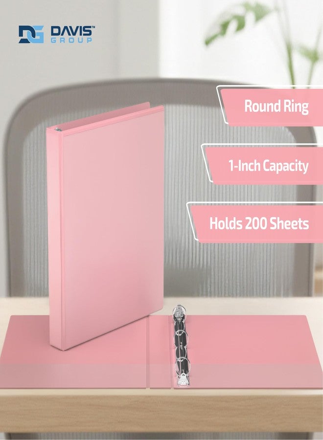 Davis Group Pack of 6 Premium View Binders, Ring Binders with Clear-View Cover and Interior Pockets, Pastel Color Options, 1 Inch, Blush - Image 2