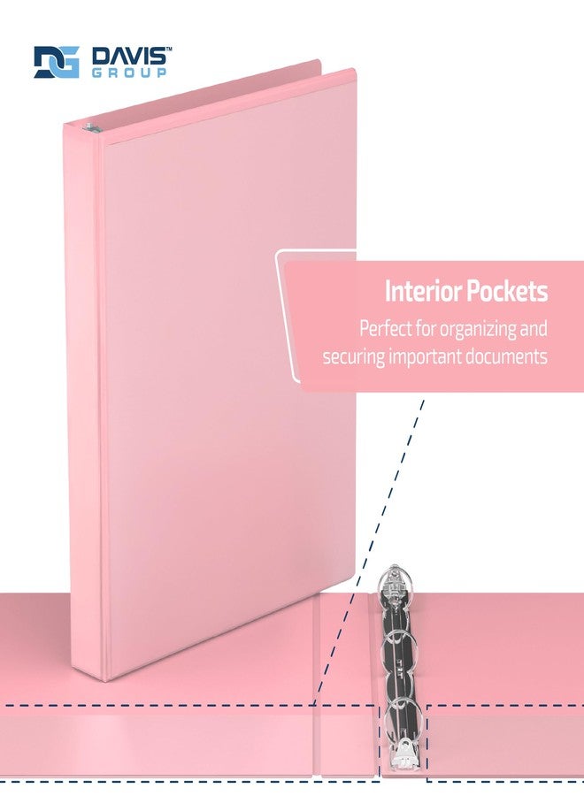 Davis Group Pack of 6 Premium View Binders, Ring Binders with Clear-View Cover and Interior Pockets, Pastel Color Options, 1 Inch, Blush - Image 5