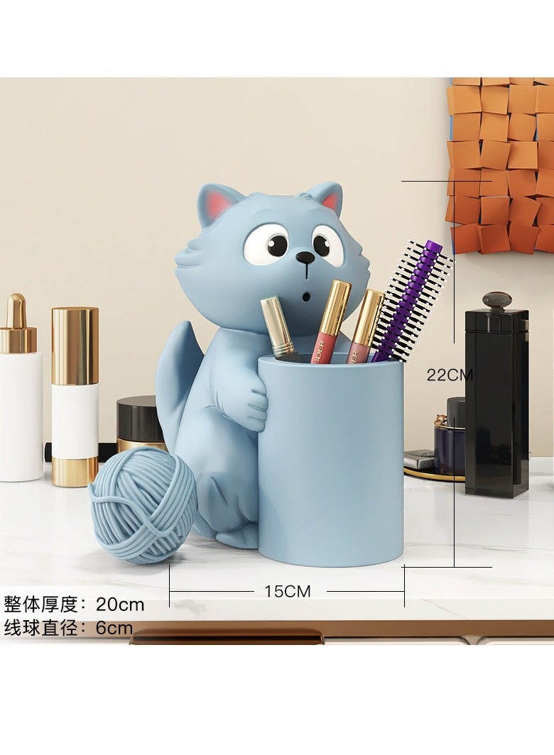 Cat Pen Holder Ornament Home Accessories Cute Children Boys Girls Desktop Desk Office Storage Bucket Gift (Pink) - Image 3