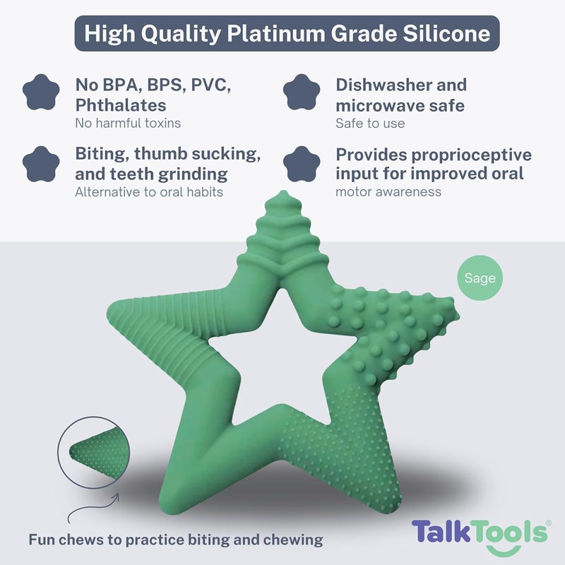 TalkTools Sensory Teeny Teether Star  Alternative to Thumb Sucking and Pacifiers Enhances Oral Motor Awareness Perfect for Children with Sensory Needs Oral Development Aids Sage - Image 3