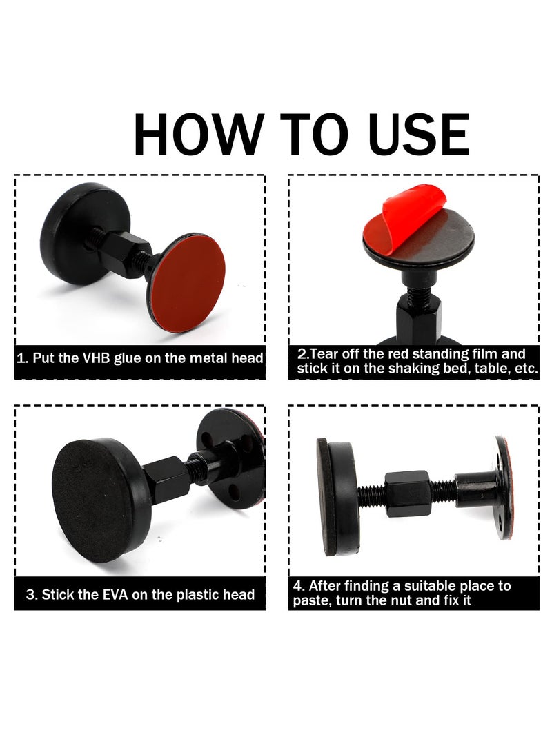 طقم تثبيت إطار السرير القابل للتعديل، 6 قطع من دعامات مسند الرأس مع وسادات أثاث وأدوات تثبيت مجانية، القضاء على الضوضاء، حماية الجدار، تركيب سهل باللون الأسود - Image 4