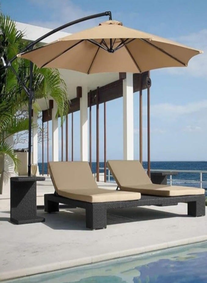 GUDOO 3M Outdoor Patio Umbrella 8 Ribs Offset Hanging Sun Shade Umbrella with Adjustable Height and Tilt Angle Fade Resistant Recycled Fabric Canopy for Yard Garden(Only Cross Base) - Image 4