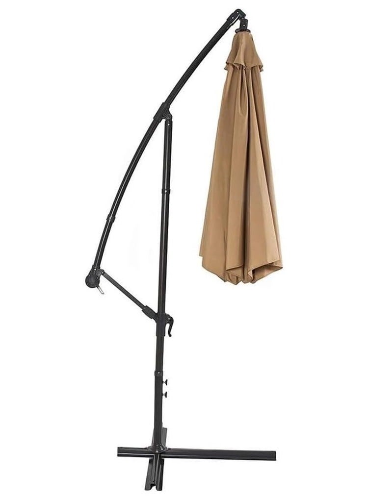 GUDOO 3M Outdoor Patio Umbrella 8 Ribs Offset Hanging Sun Shade Umbrella with Adjustable Height and Tilt Angle Fade Resistant Recycled Fabric Canopy for Yard Garden(Only Cross Base) - Image 2