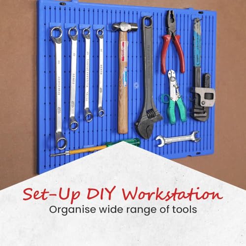 Alkon Polypropylene Copolymer Display Pegboard (MDB500) for Garage Tool Storage for Office, Workshop, Factory,|Organization, Hooks Kitchen, Shop, Home, DIY, Blue - Image 4