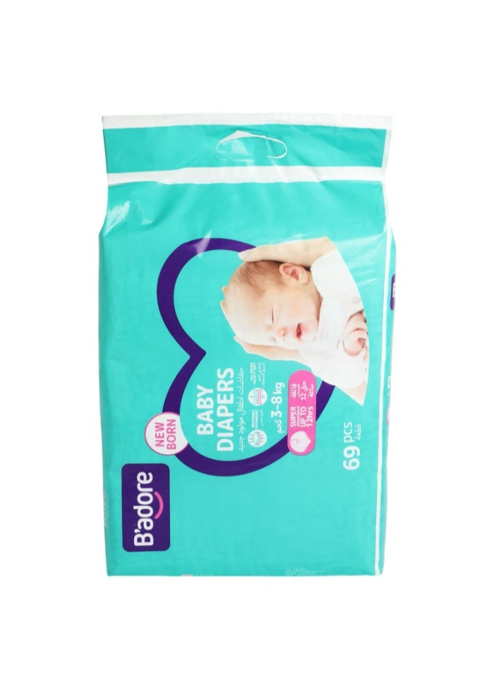 B'adore Baby diapers newborn 3-8kg pack of 69pcs - Image 2