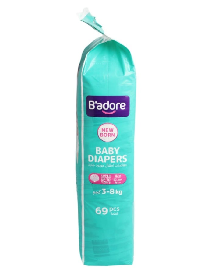 B'adore Baby diapers newborn 3-8kg pack of 69pcs - Image 3