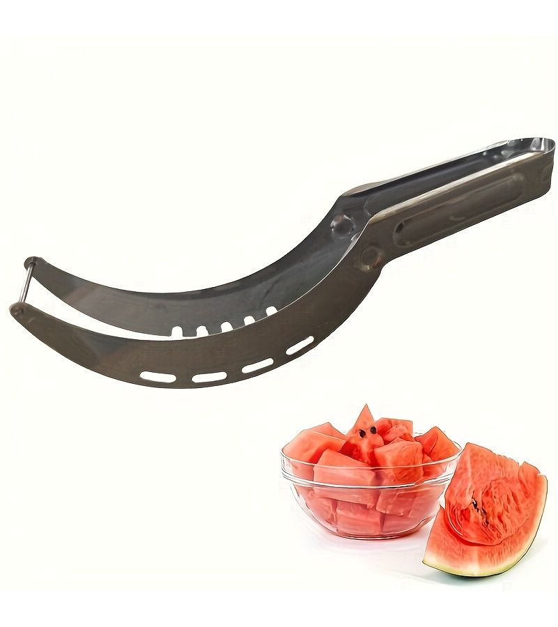 Stainless Steel Windmill Watermelon Slicer Silvery White Effortless Fruit Cutter - Image 4