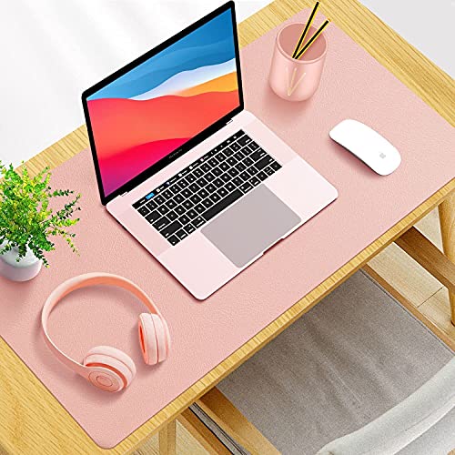 SHIDHMI Desk Pad, PU Leather Office Desk Mat, Dual Side, Ultra Thin, Extra Large, Waterproof Desk Blotter, Laptop Mouse Pad Table Protector for Office and Home (80 X 40 CM, Pink) - Image 2
