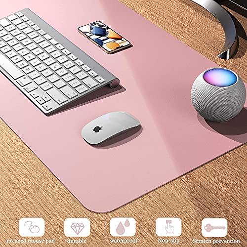 SHIDHMI Desk Pad, PU Leather Office Desk Mat, Dual Side, Ultra Thin, Extra Large, Waterproof Desk Blotter, Laptop Mouse Pad Table Protector for Office and Home (80 X 40 CM, Pink) - Image 4