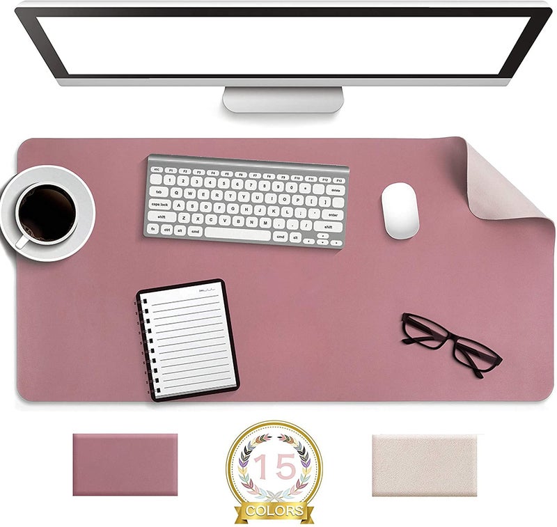 SHIDHMI Desk Pad, PU Leather Office Desk Mat, Dual Side, Ultra Thin, Extra Large, Waterproof Desk Blotter, Laptop Mouse Pad Table Protector for Office and Home (80 X 40 CM, Pink) - Image 3