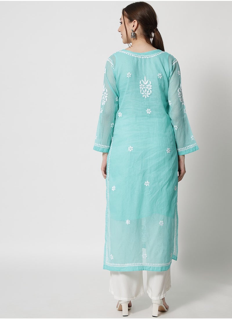 Hand Embroidered Chikankari Kota Straight Kurta With Slip-AL3540 - pzsku/ZD777527D437CD41B033BZ/45/_/1740639545/fc677158-4c02-4abb-bc0b-04133d7f3f21