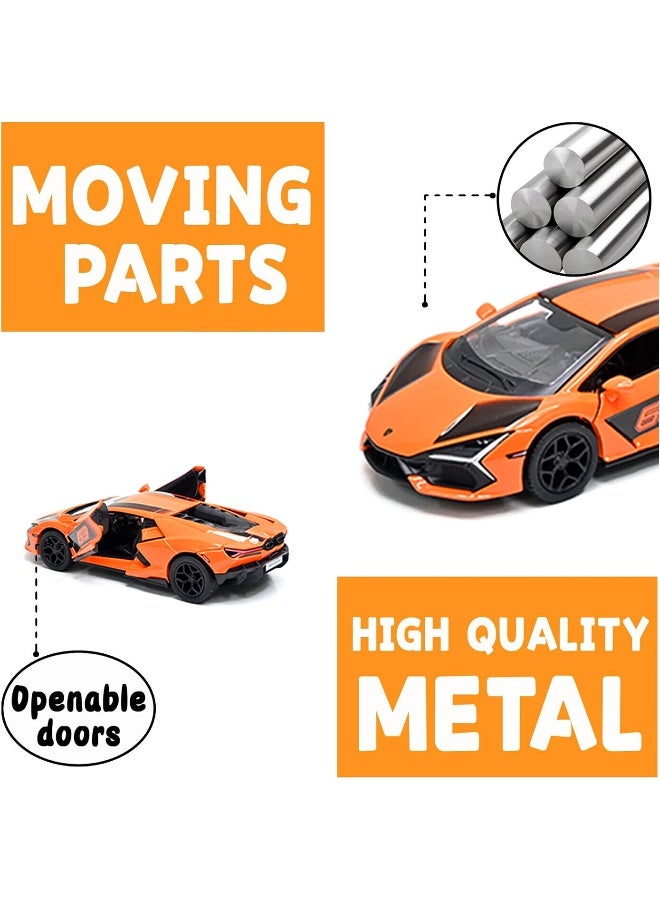 Kinsmart 1:38 Scale Door Openable Pull Back Action Lamborghini Revuelto Diecast Metal Alloy Toy Car - Image 4