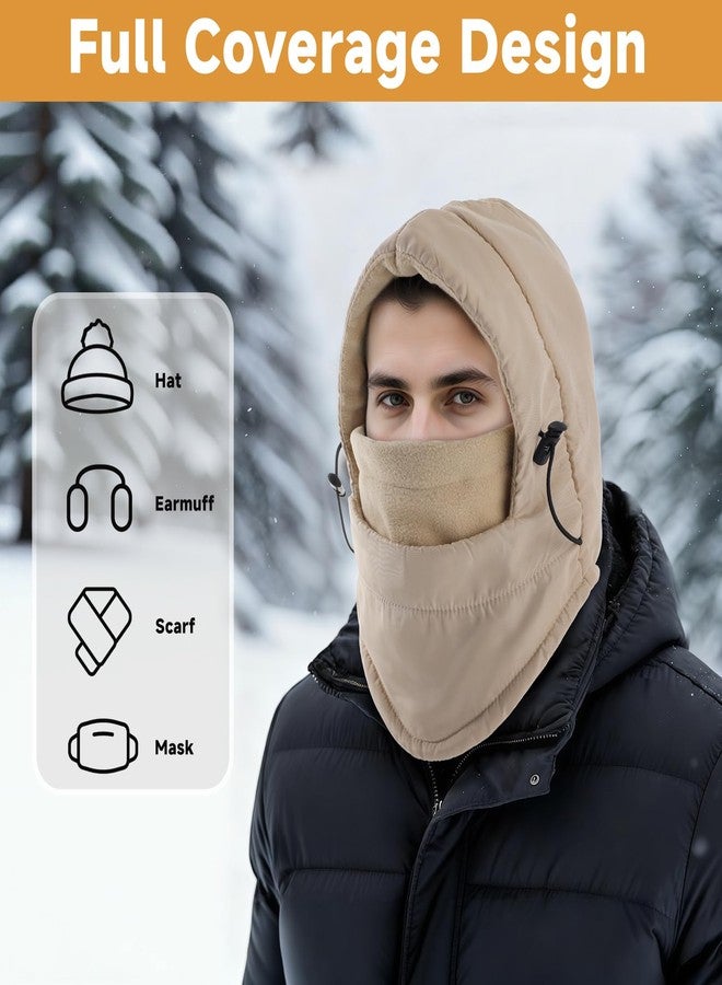 Clothclose Balaclava Ski Mask for Men, Lining Windproof Ski Face Mask for Women, Adjustable Winter Cold Weather Face Cover, Beige, One size - Image 2
