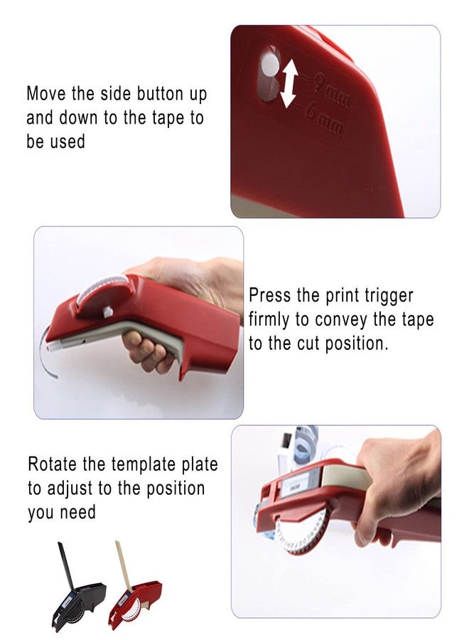 FDIT Embossing Label Maker Clear Number Letter One Hand Operation ABS Label Making Embosser Suitable for Label DIY (Red) - Image 2