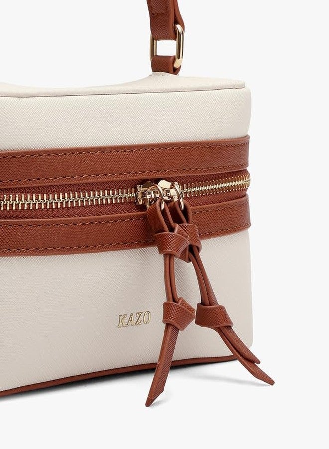 Kazo Zuko Sling Bag | Off White & Brown - Image 4