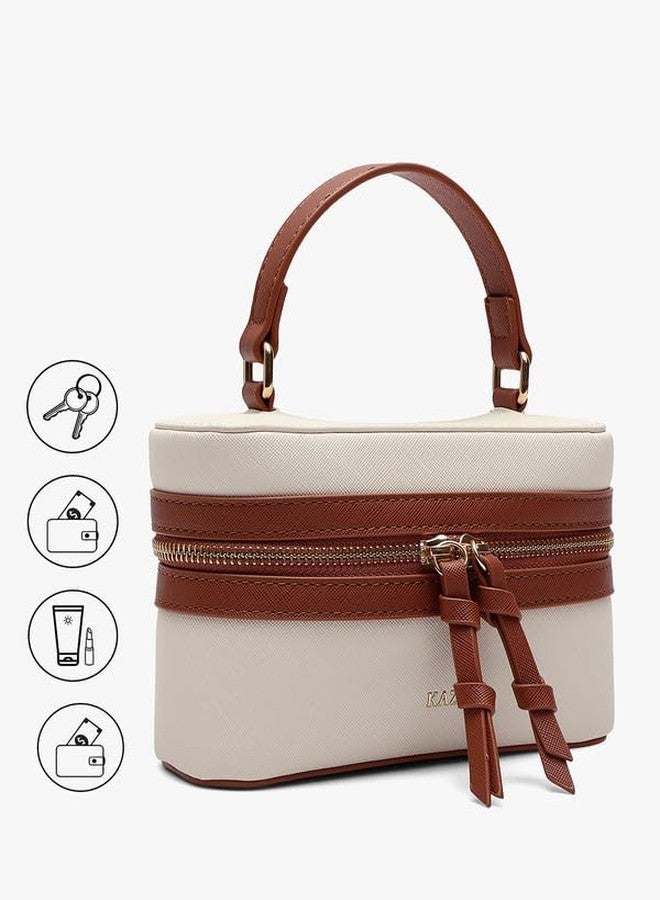 Kazo Zuko Sling Bag | Off White & Brown - Image 3