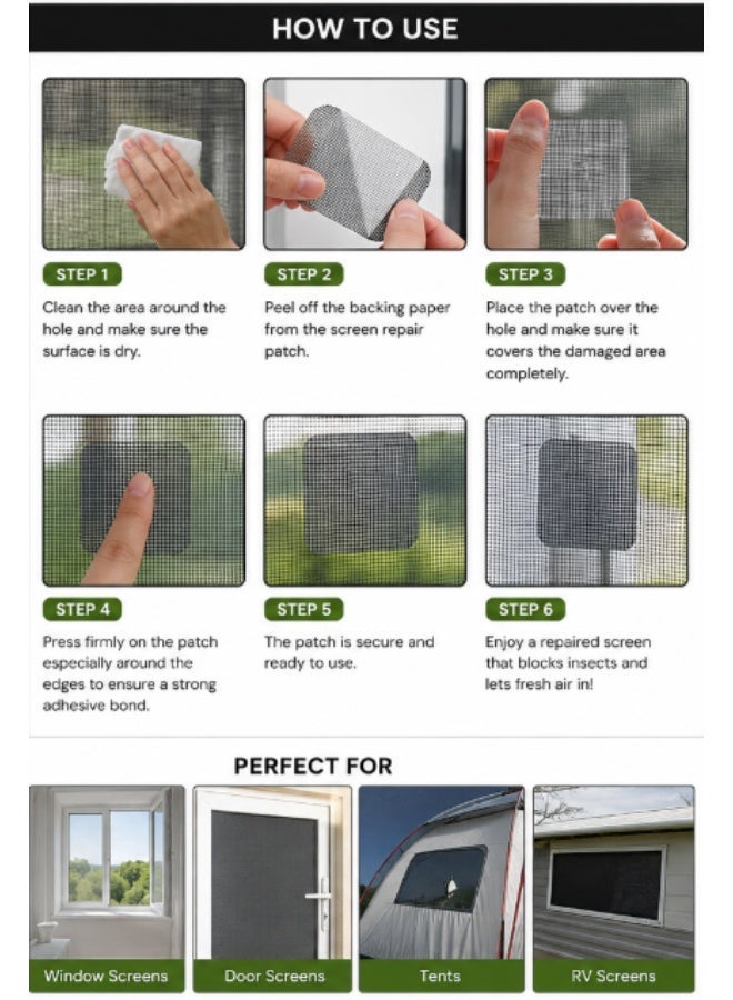 Self-Adhesive Fiberglass Screen Repair Patch for Windows, Doors & Tents - Image 2