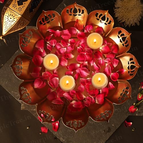 the purple tree Purple Tree Lotus Urli Bowl with Elephant Stand - Traditional Decorative Bowl for Floating Flowers and Tea Light Candles - Pack of 1 - Image 3