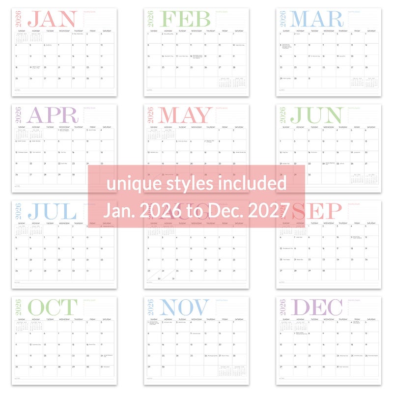 Zuozee Magnetic Calendar for Refrigerator, 12.9"x 10.9" Fridge Calendar from Jan. 2026 to Dec. 2027, Wall Calendars 2026-2027 Prefect for Planning and Organizing Your Life - Image 3