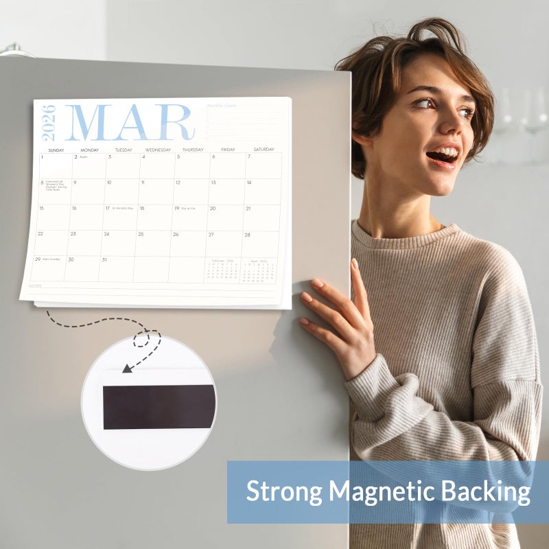 Zuozee Magnetic Calendar for Refrigerator, 12.9"x 10.9" Fridge Calendar from Jan. 2026 to Dec. 2027, Wall Calendars 2026-2027 Prefect for Planning and Organizing Your Life - Image 4