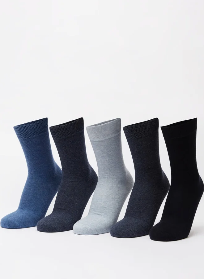 Men's Solid Calf Length Socks - Set of 5